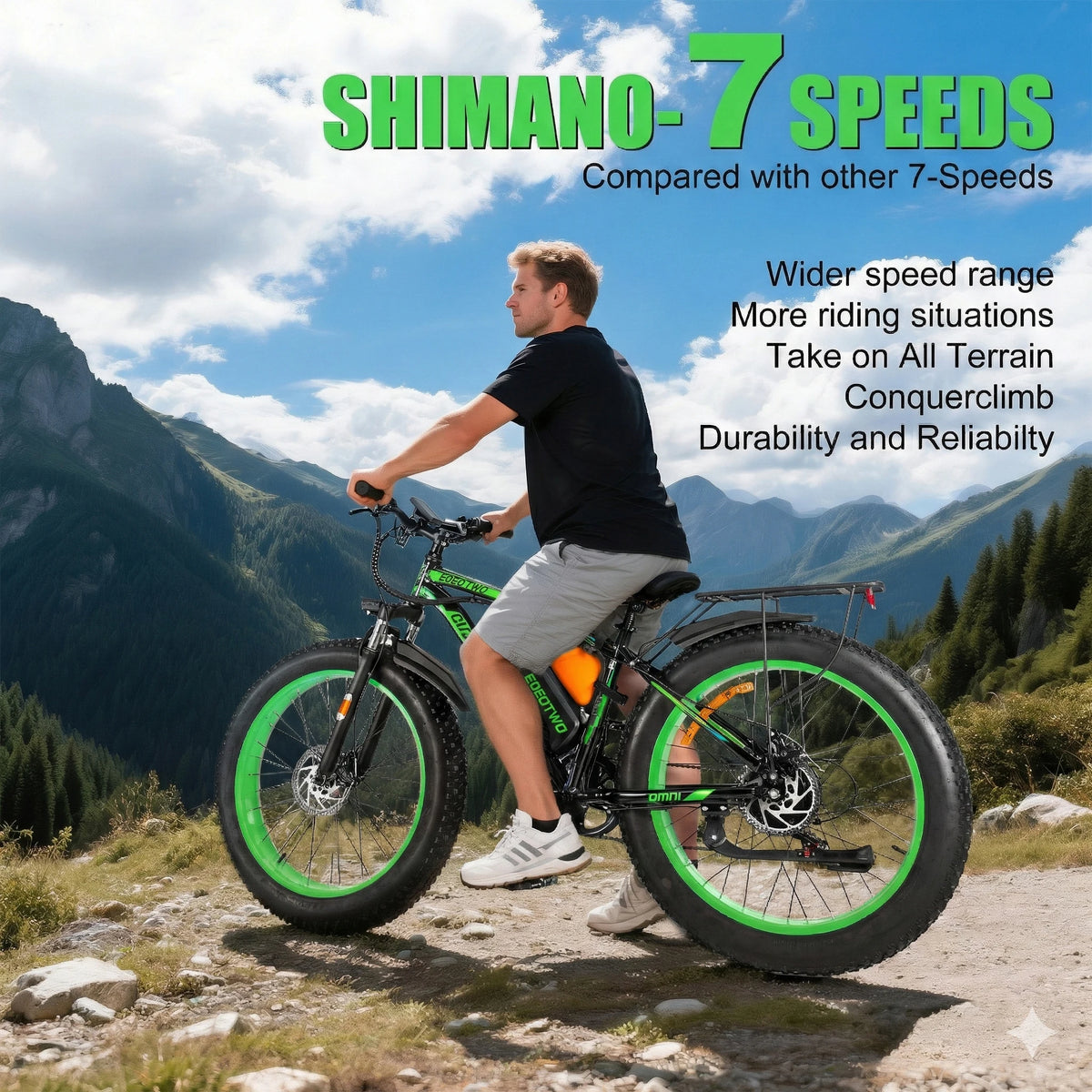 EOEOTWO Fat Tire Electric Bike 48V 1000W Peak 1500W Motor