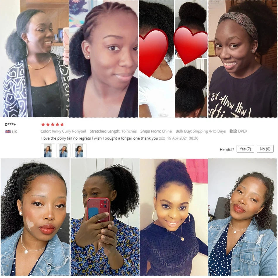 Uesoels Clip In Deep Wave Curly Ponytail Extensions Human Hair
