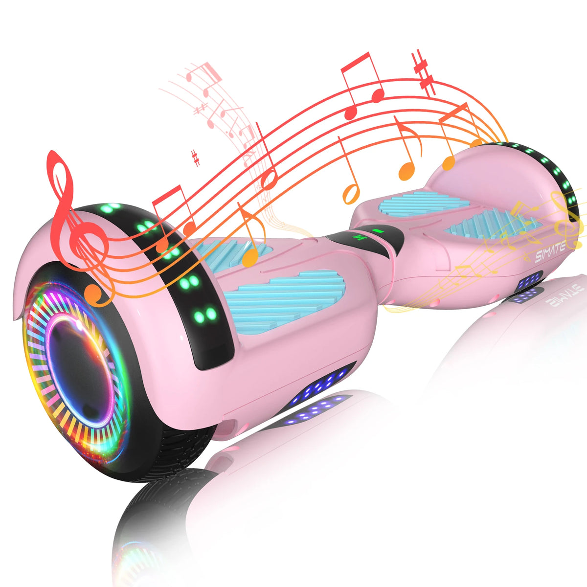 Simate Self Balancing Hoverboard With Bluetooth Speaker And LED Lights