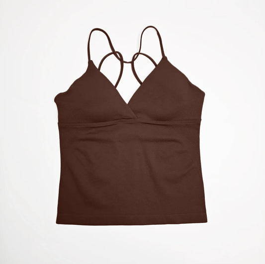 NCLAGEN Women Seamless Twist Front Longline Yoga Tank Top