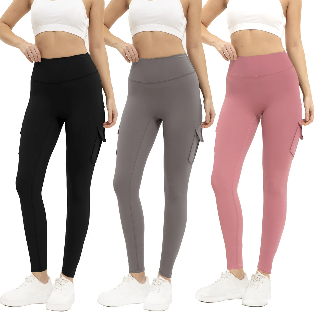 Women High Waist Gym Leggings With Pockets And Stretch Fabric