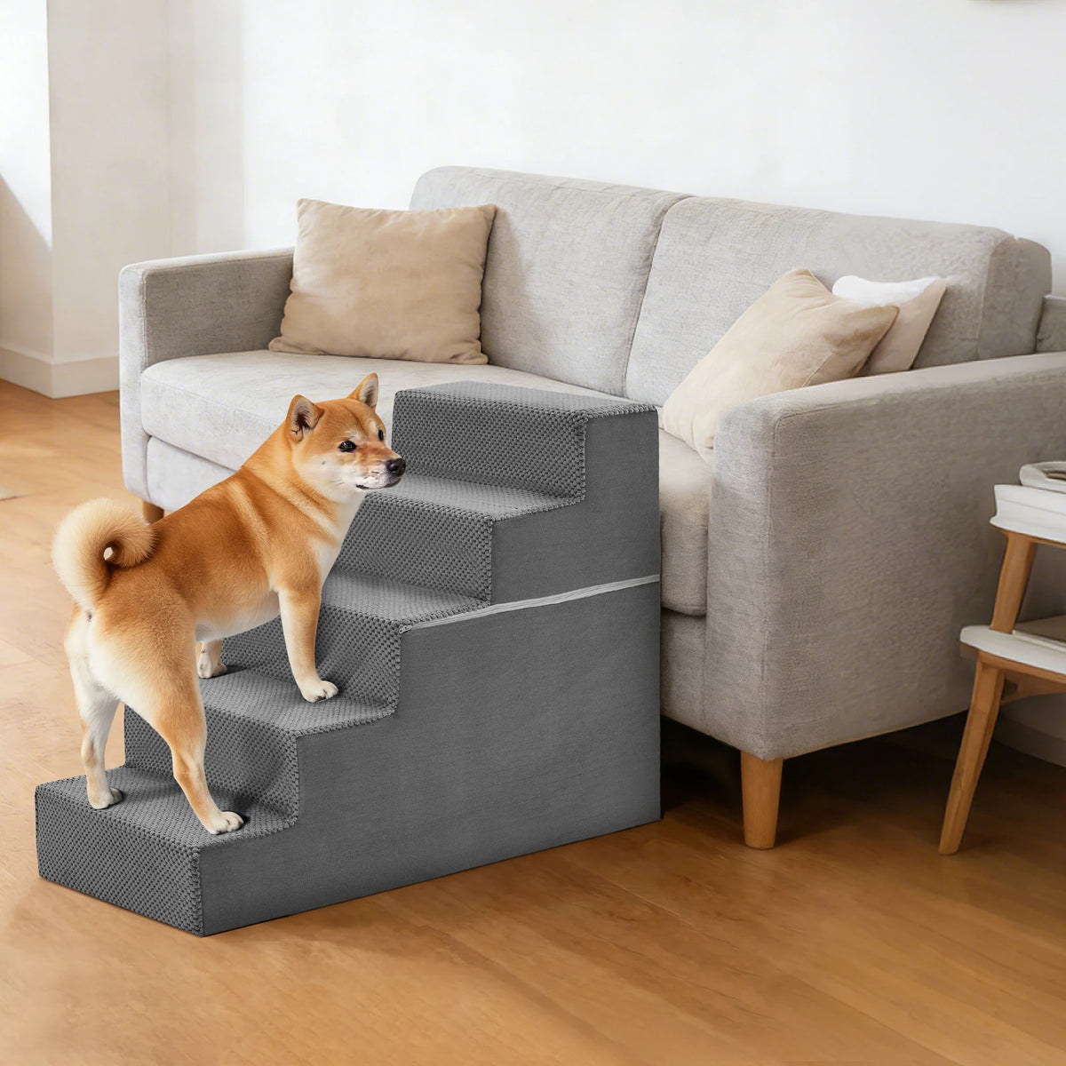 Premium Foam Dog Stair Ramp Featuring Non Slip Surfaces