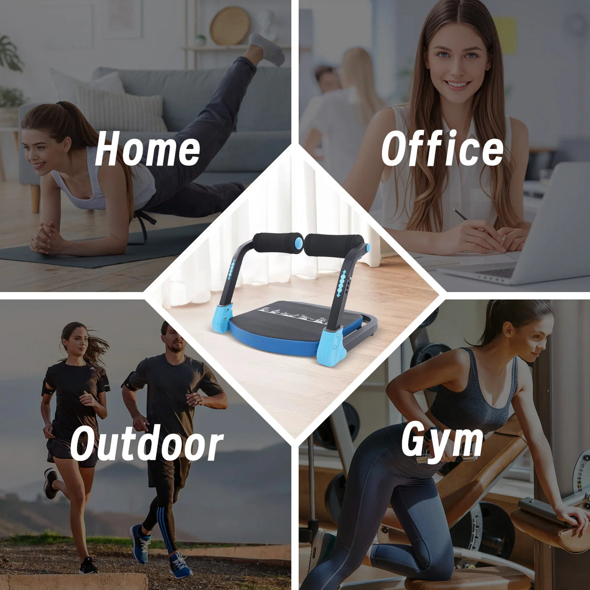 Foldable Abdominal Trainer With Adjustable Resistance And Steel Frame