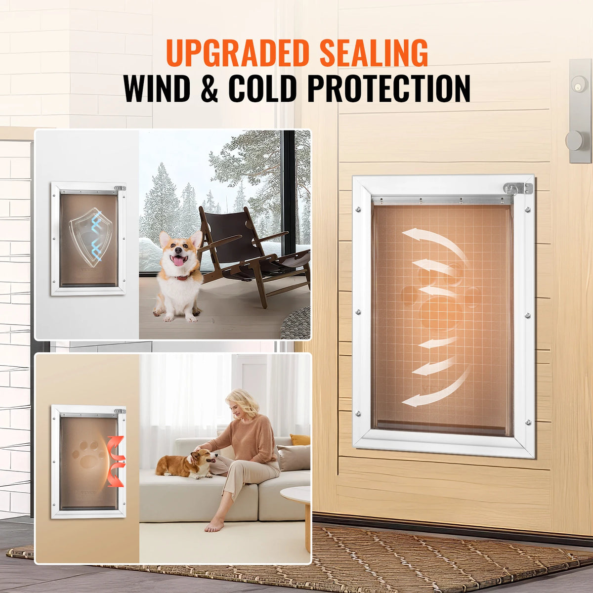 SucceBuy Aluminum Frame Pet Door With Secure Weatherproof Flap