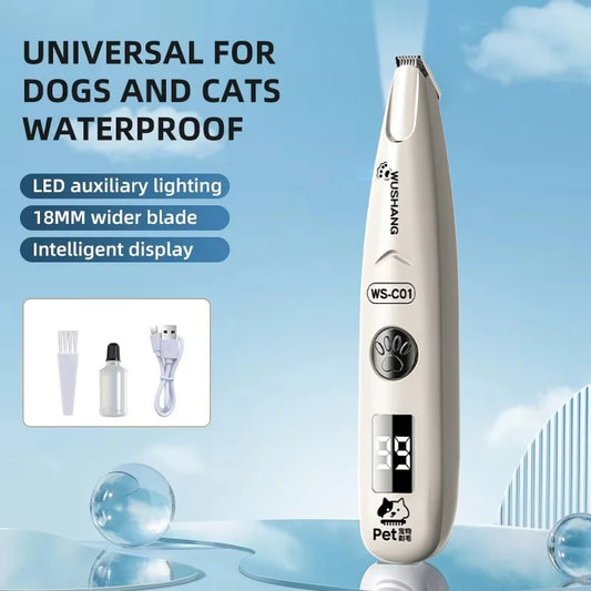 Waterproof Low Noise Pet Dog Hair Trimmer With Led Light