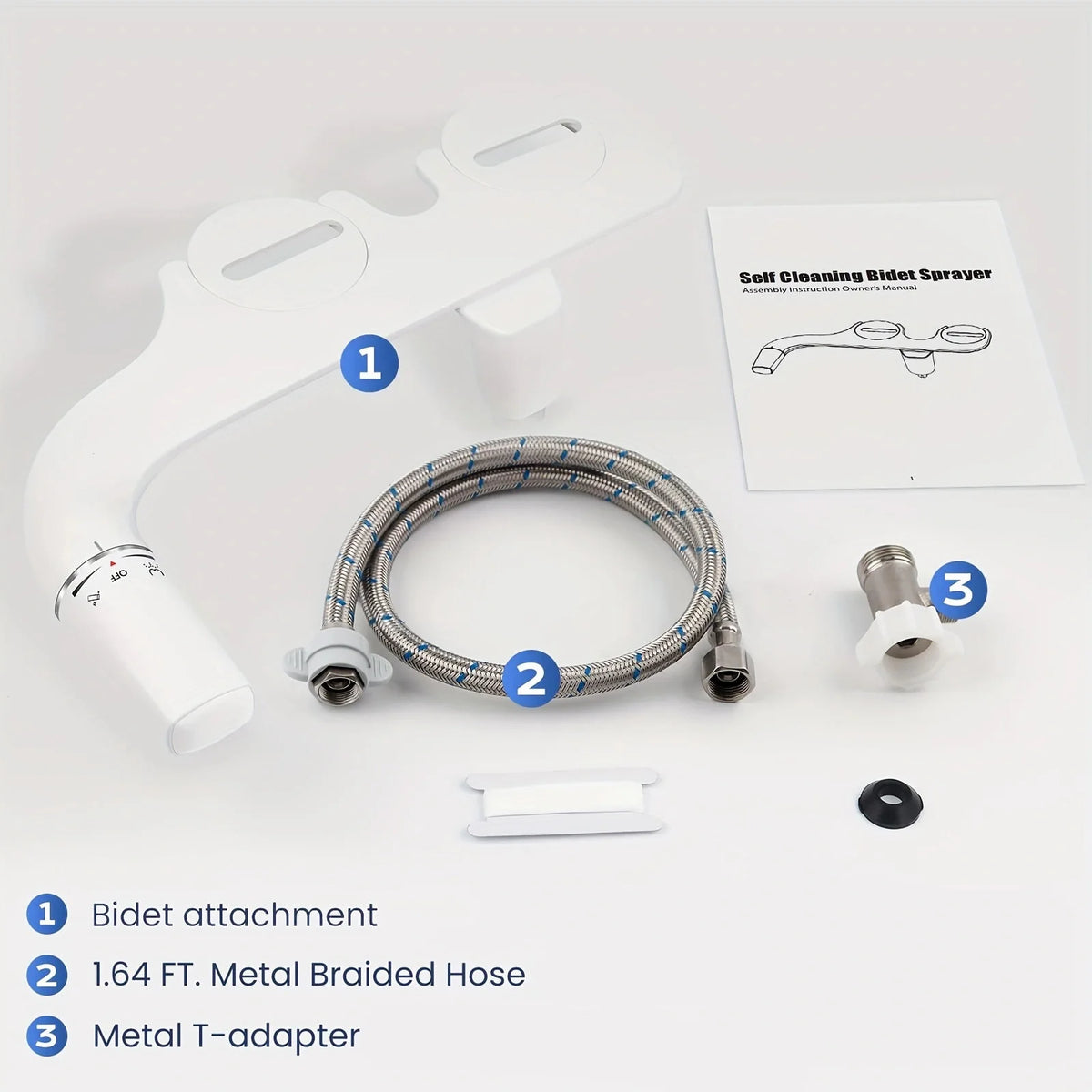 Dual Nozzle Self Cleaning Wall Mounted Bidet Attachment