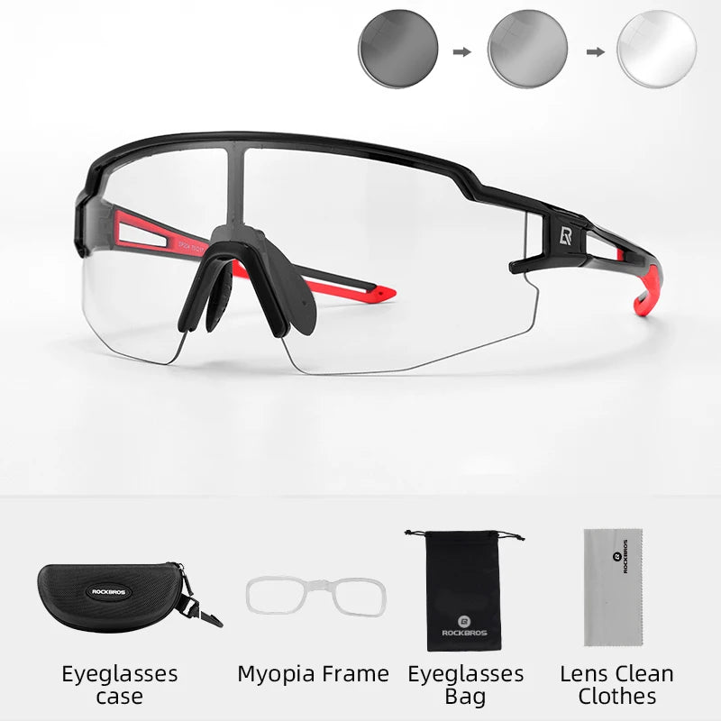Rockbros Photochromic Cycling Glasses UV400 Sports Eyewear