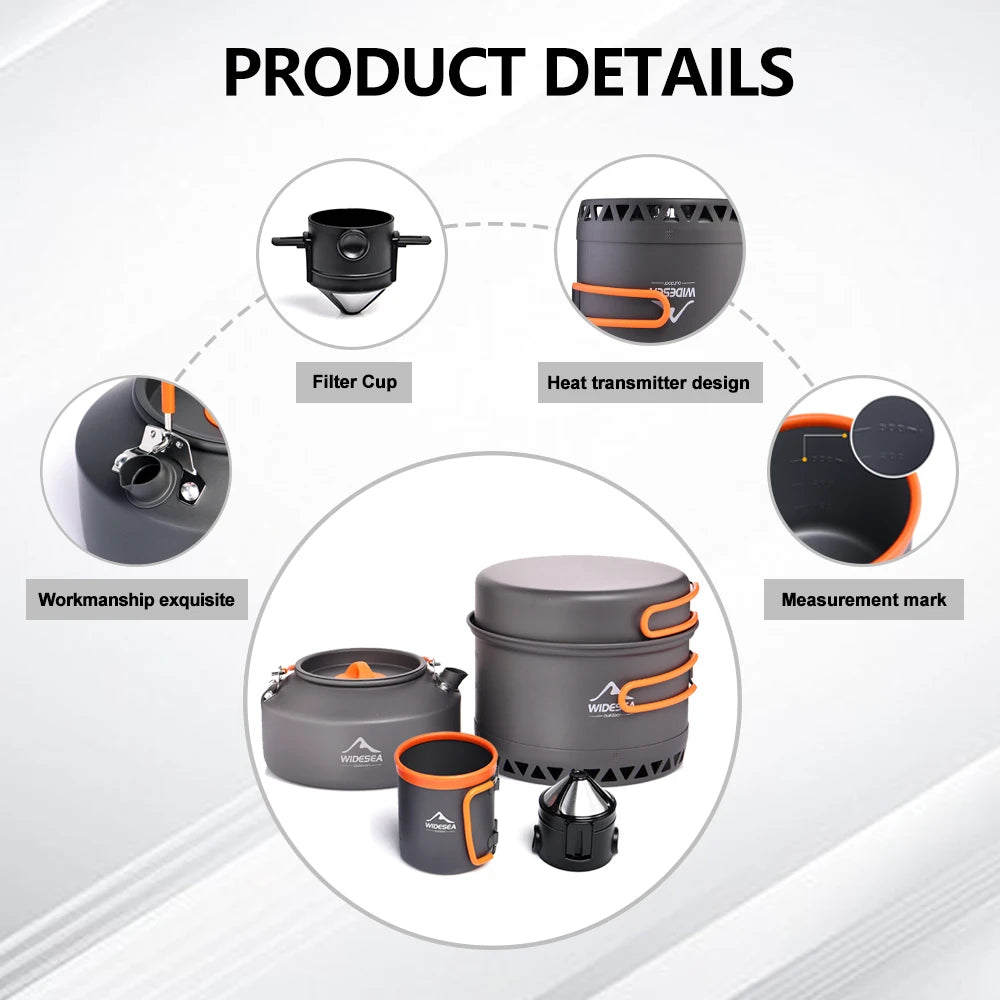 WideSea Outdoor Camping Cookware Set Portable Kitchen Pot Kit
