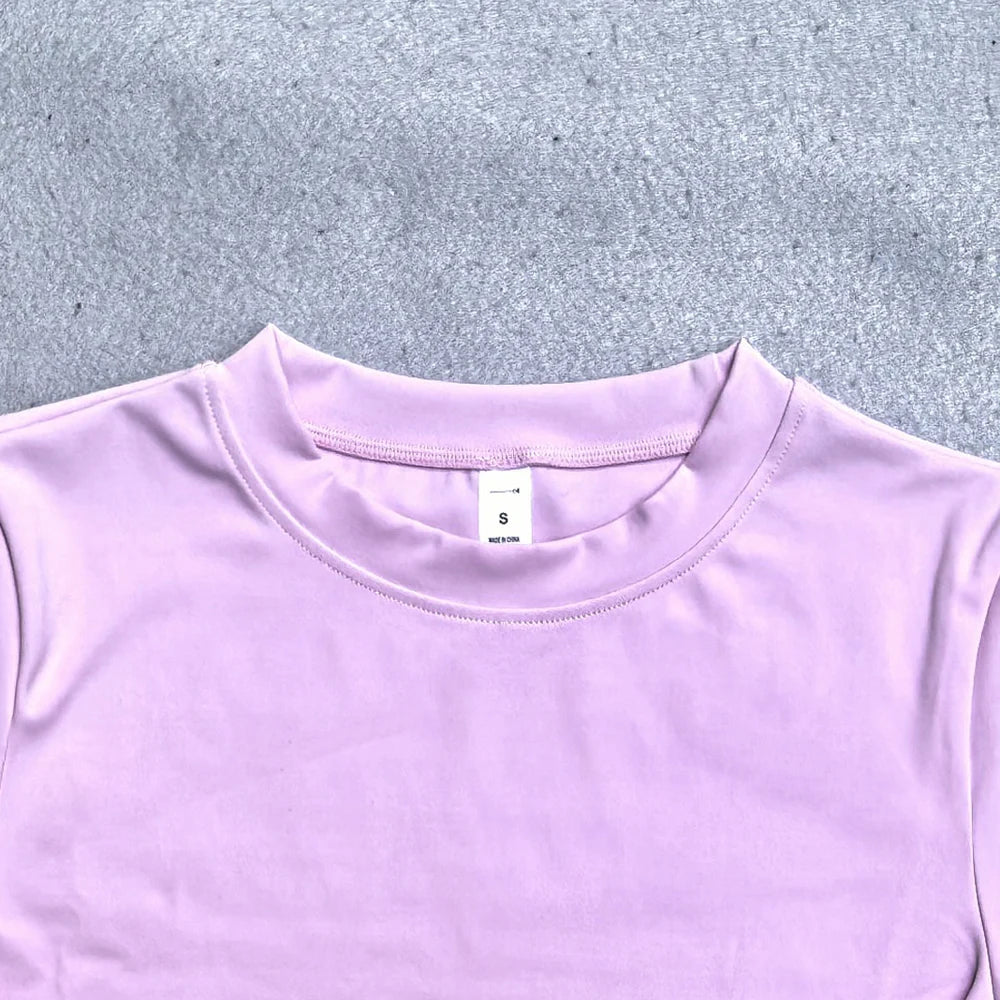 Summer Short Sleeve Yoga Top Women Workout Gym Crop Top Slim Fit Round Neck Yoga Shirt Seamless Sports Stretchy Shirts