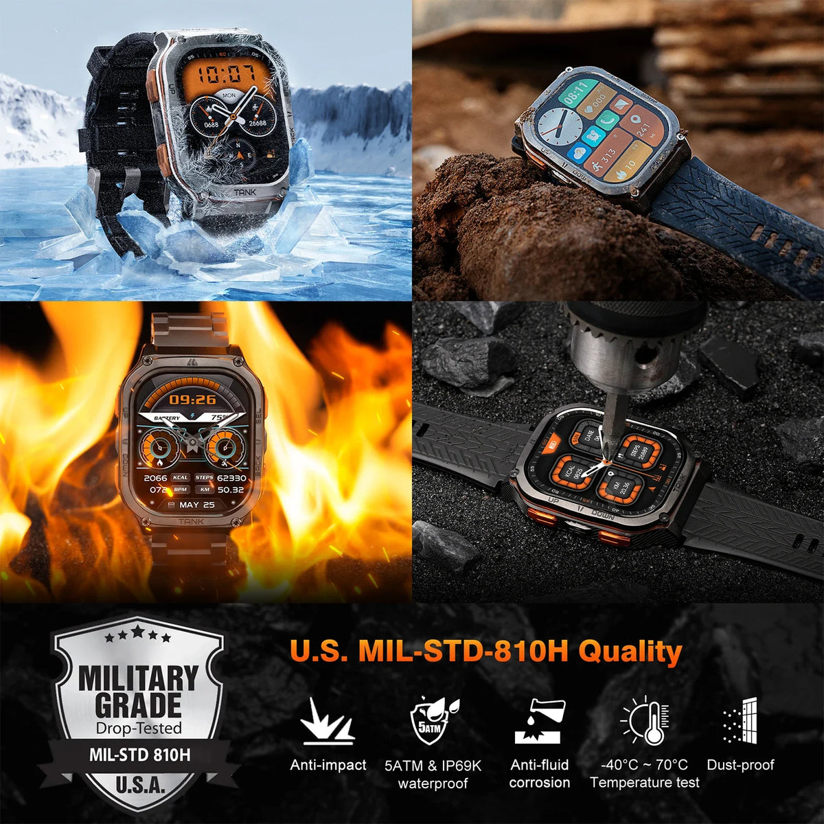 Kospet Tank M3 Ultra GPS Smartwatch With Bluetooth Health Monitoring