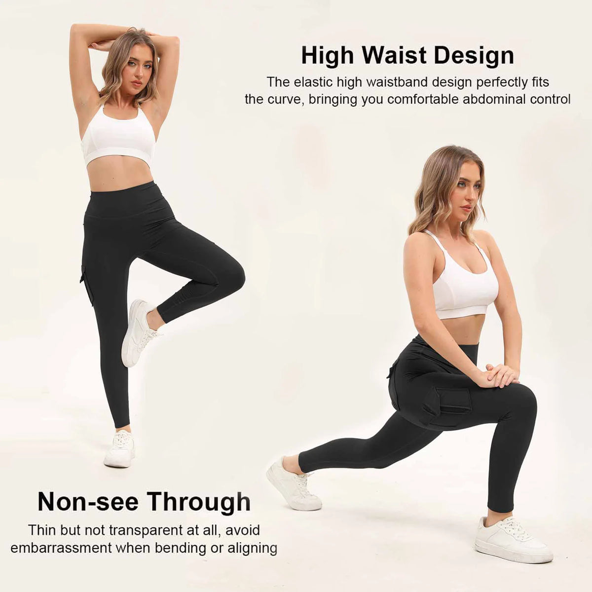 Women High Waist Gym Leggings With Pockets And Stretch Fabric