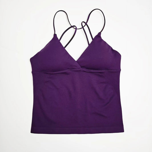 Nclagen Women Seamless Twist Front Yoga Workout Tank Top