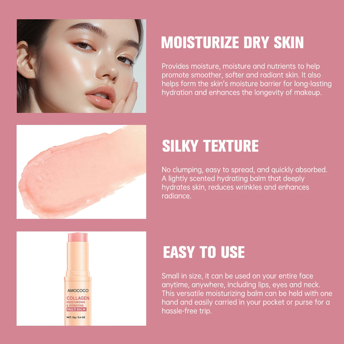 Amococo Collagen Moisturizing Balm Stick For Face And Body