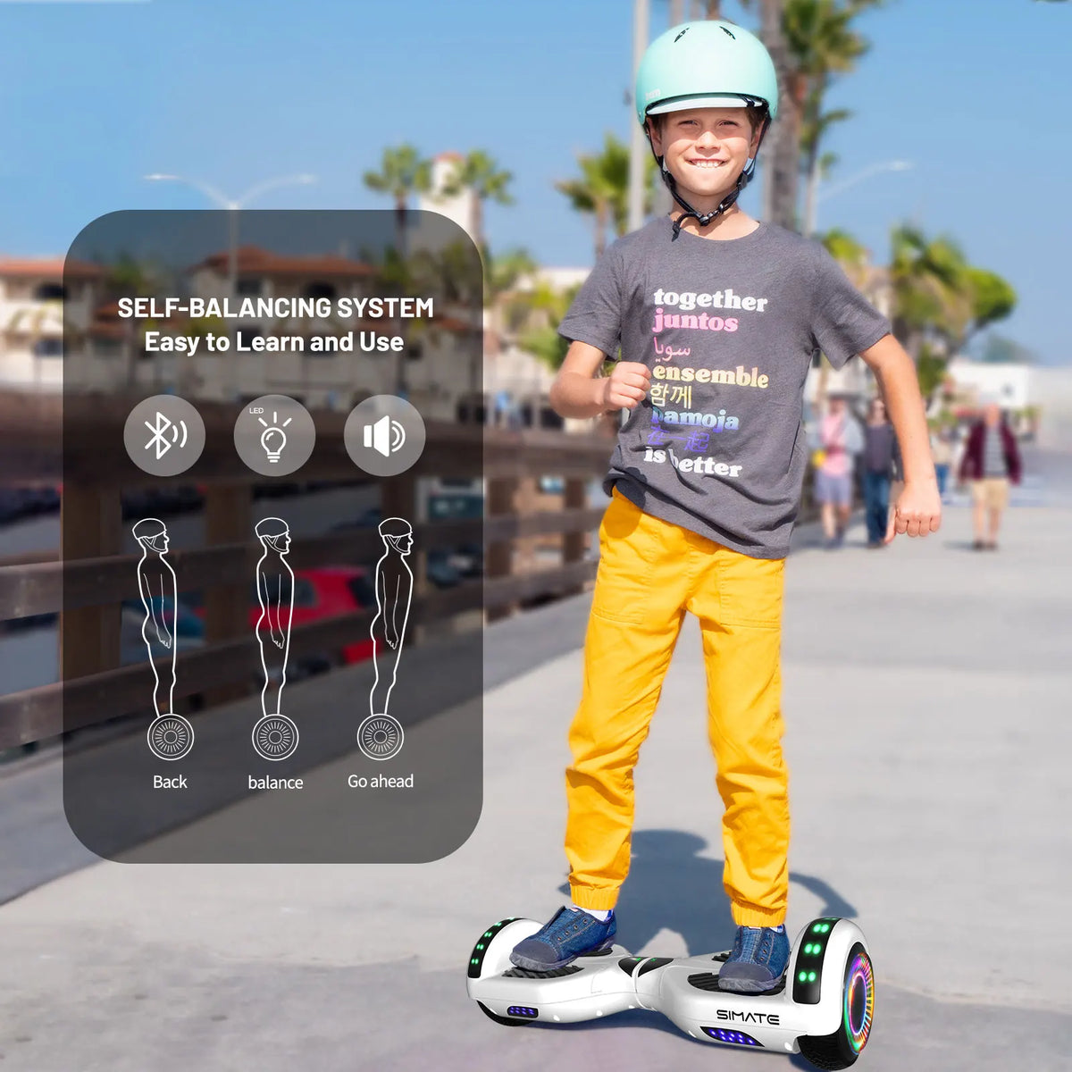 All Terrain Bluetooth Self Balancing Scooter Featuring LED Lights
