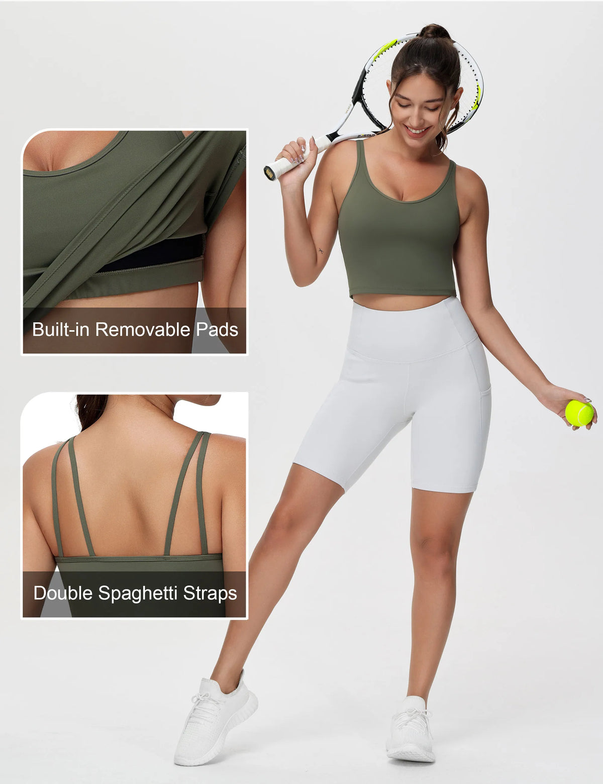 THE GYM PEOPLE Women's Longline Sports Bra Removable Padded Wireless Workout Yoga Tank Tops