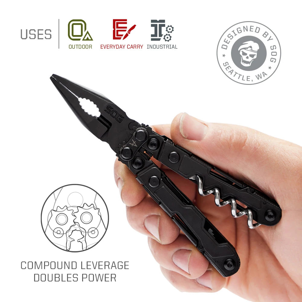 SOG PowerLitre 19 Functions Compact Multitool With Pliers And Corkscrew