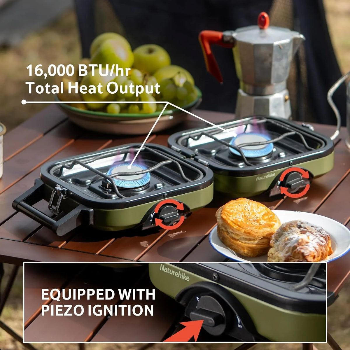 Naturehike Portable Folding Two Burner Propane Camping Stove