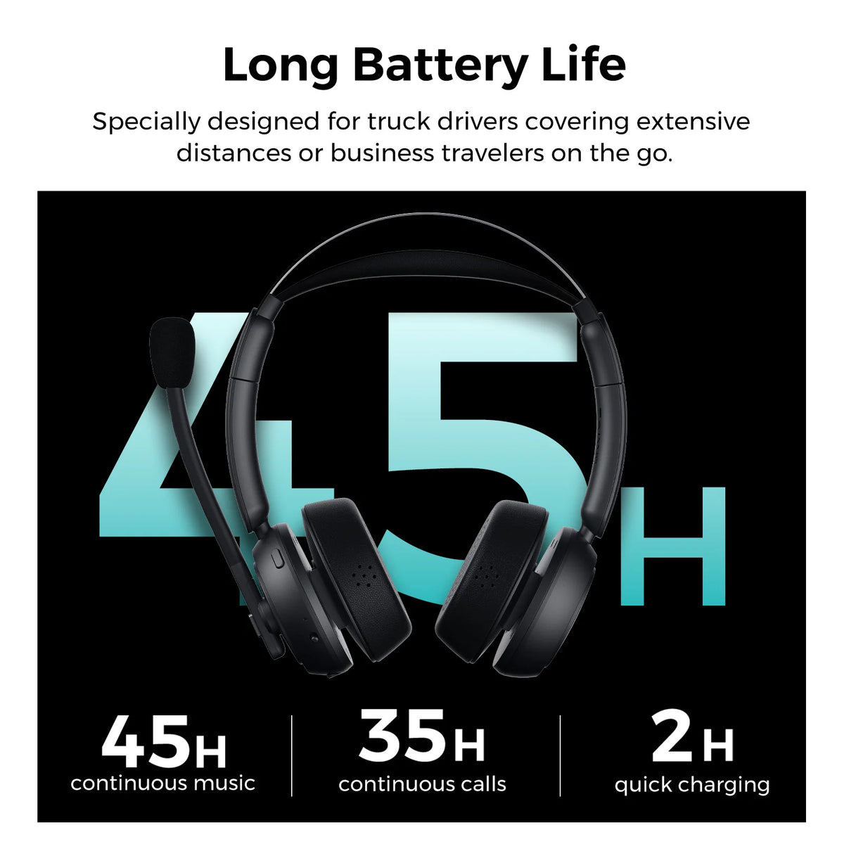 Nuroum Wireless Bluetooth Headset With Active Noise Cancellation Mic