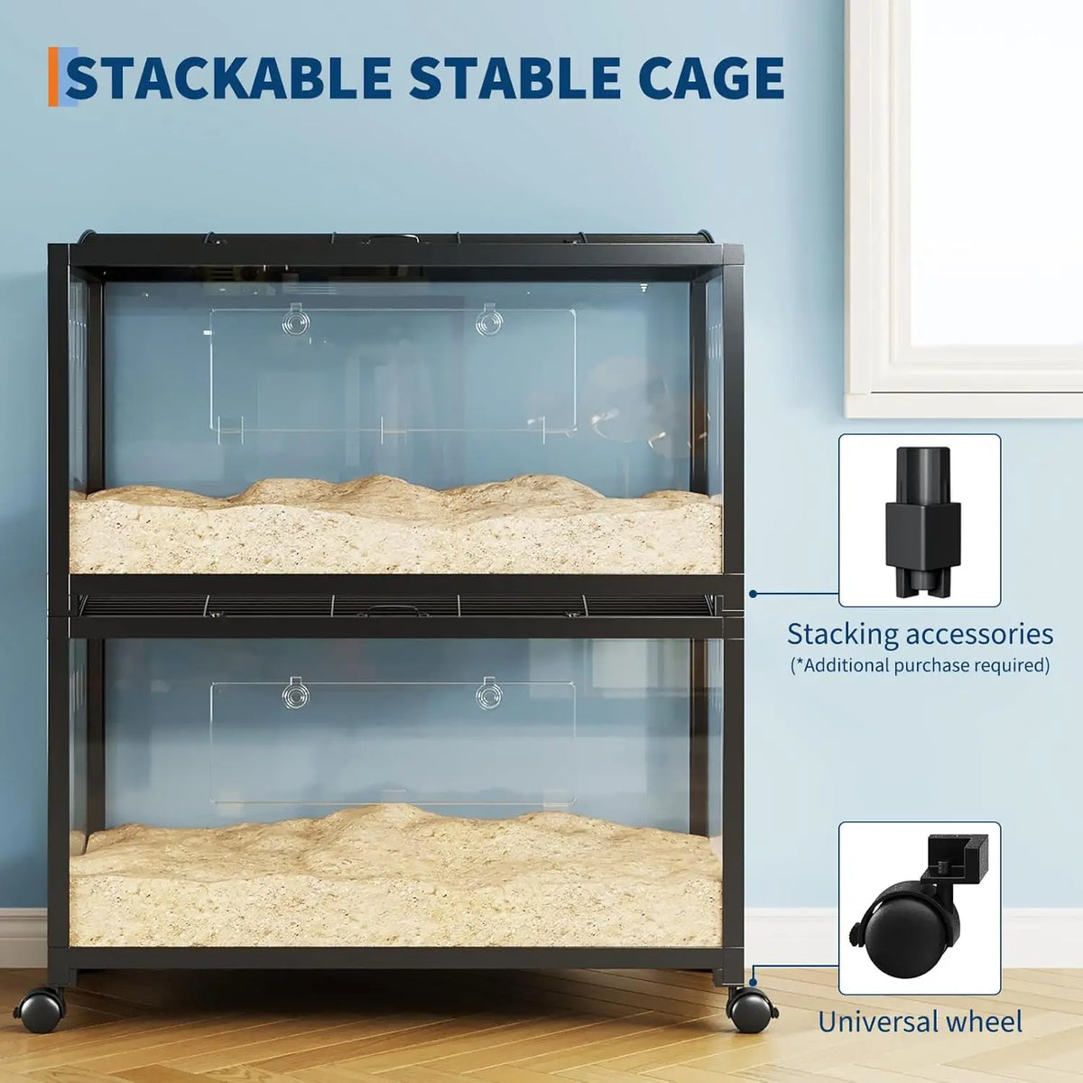 HiMiss Three Tier Hamster Cage With Exercise Wheel And Food Bowl