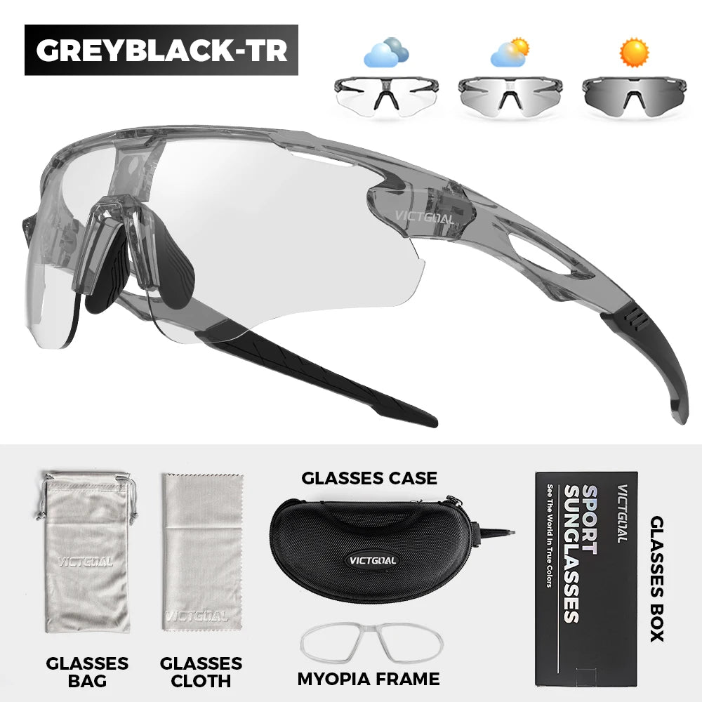 Victgoal Photochromic Cycling Sunglasses UV400 Protection Windproof TR90 Frames