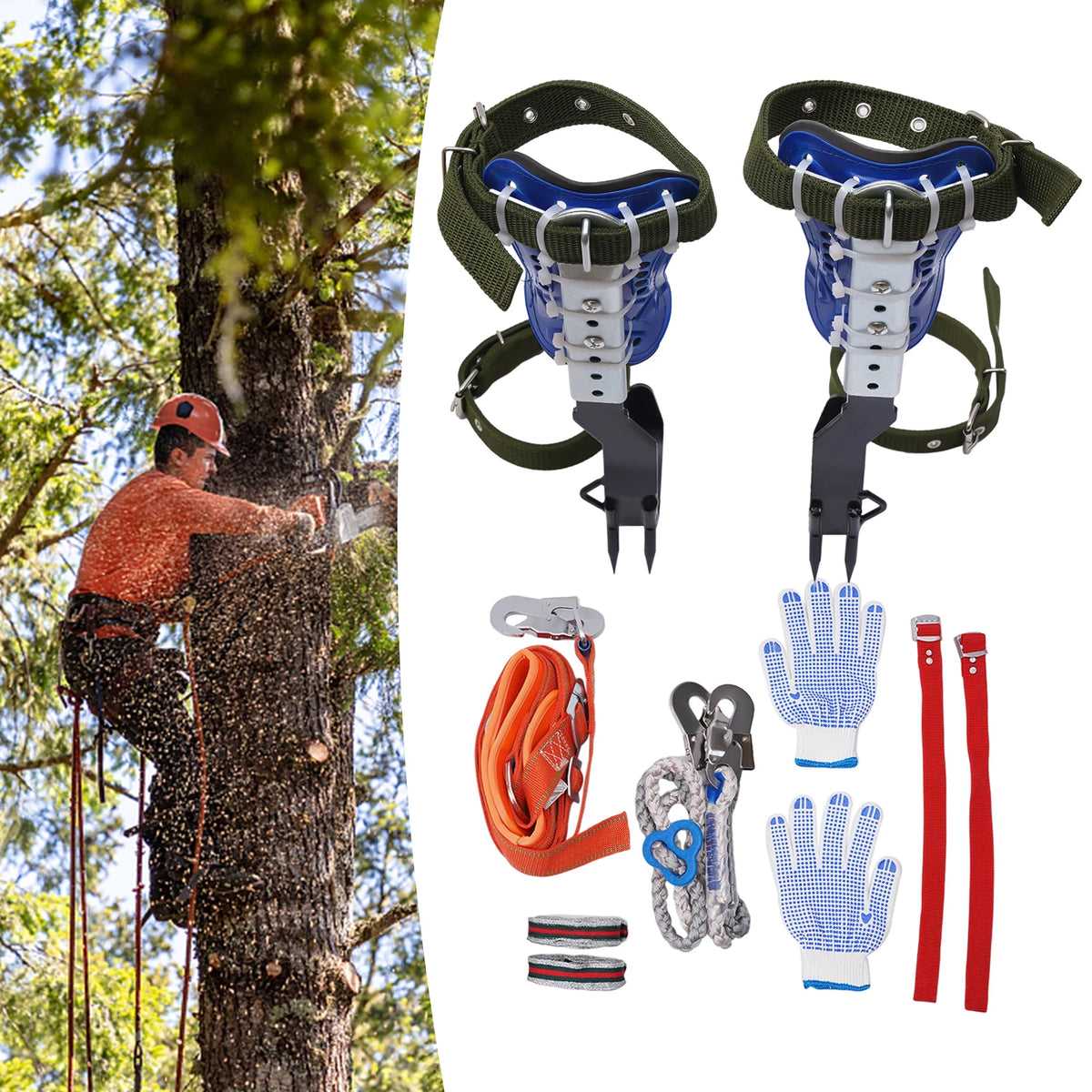 Heavy Duty Steel Tree Climbing Spike Safety Gear Set