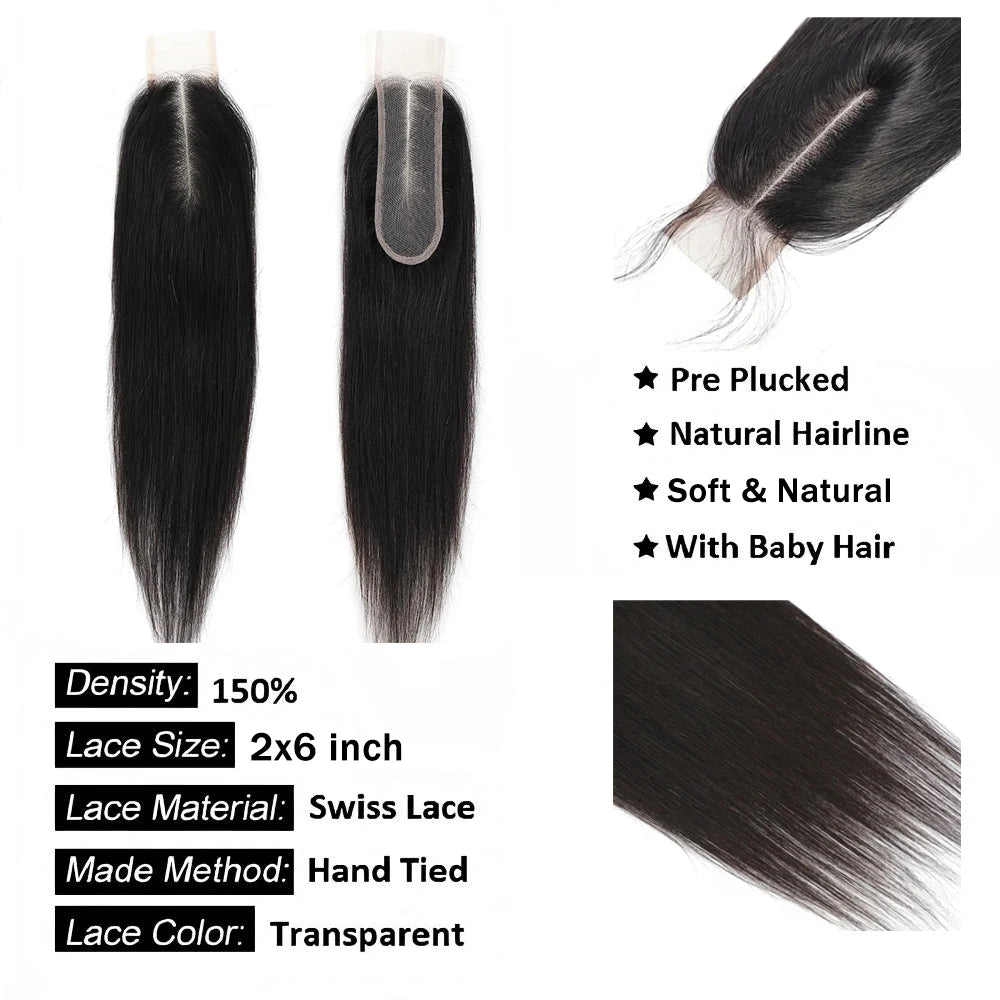 Linhua Straight Lace Closure Human Hair Extensions Brazilian Virgin