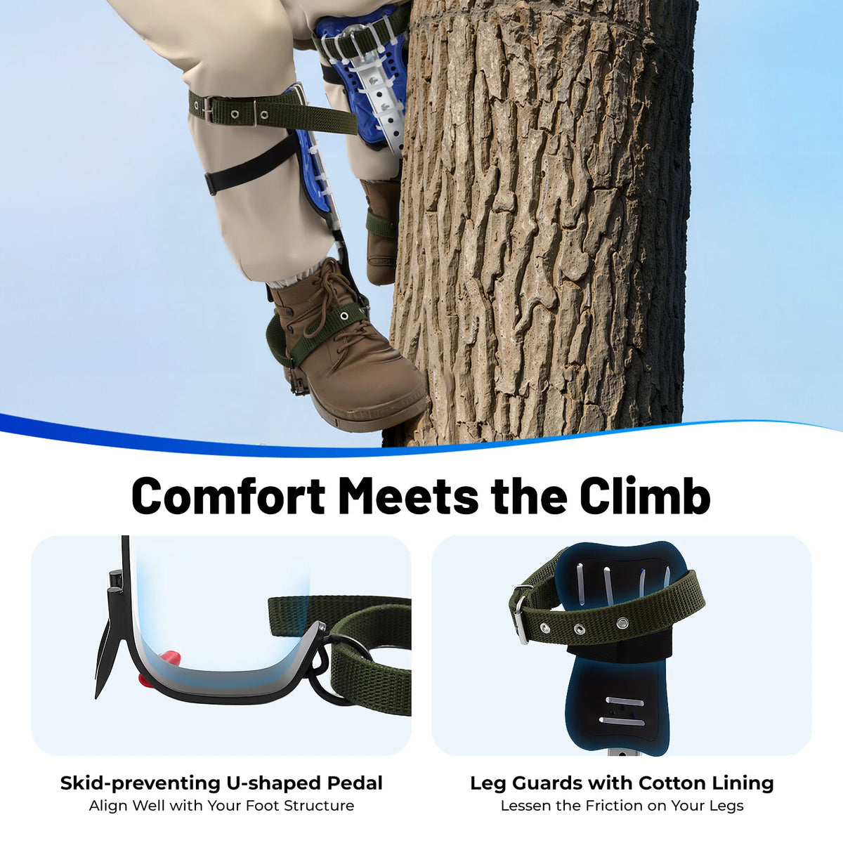 Heavy Duty Steel Tree Climbing Spike Safety Gear Set