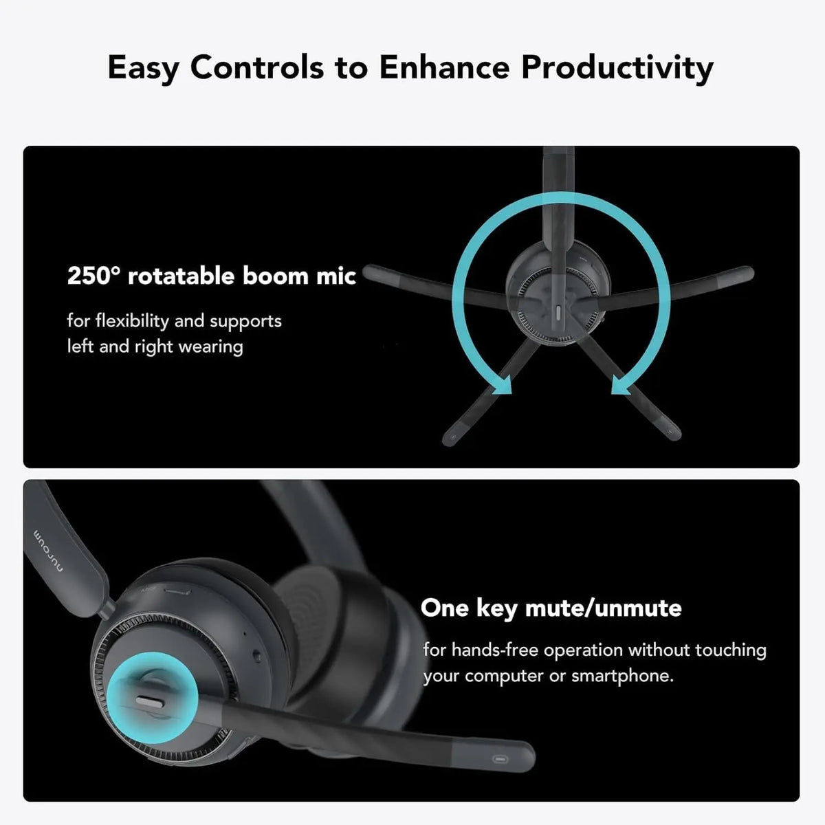 Nuroum Wireless Bluetooth Headset With Active Noise Cancellation Mic