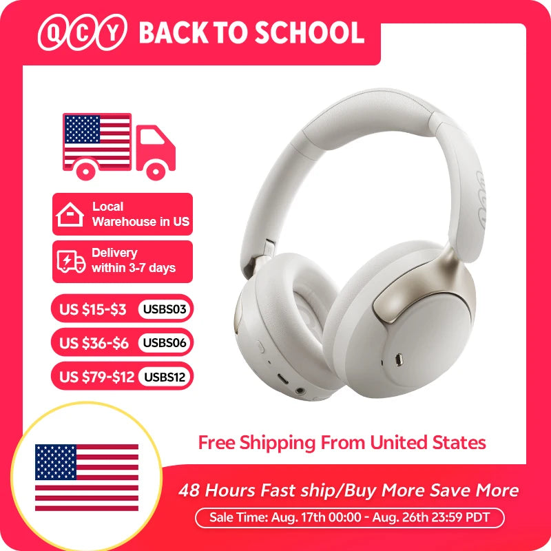 QCY H3 Pro Wireless Bluetooth Headphones With Adaptive ANC