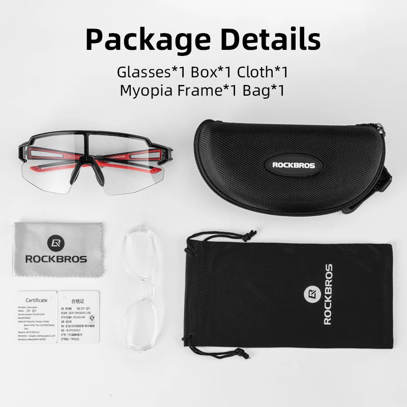 Rockbros Photochromic Cycling Glasses UV400 Sports Eyewear