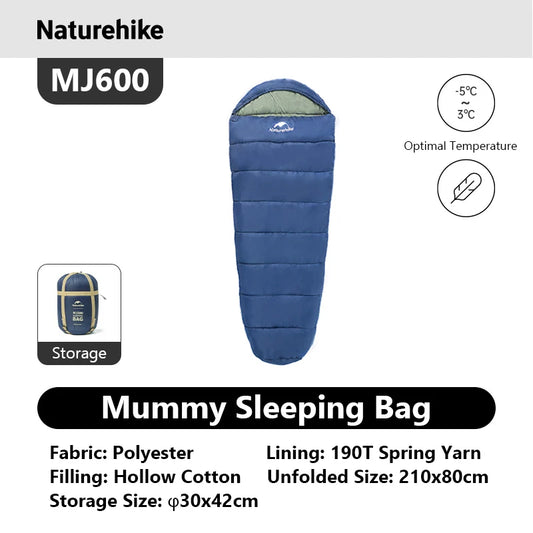 Naturehike Adult Mummy Sleeping Bag Winter Camping Warm Poly Filled
