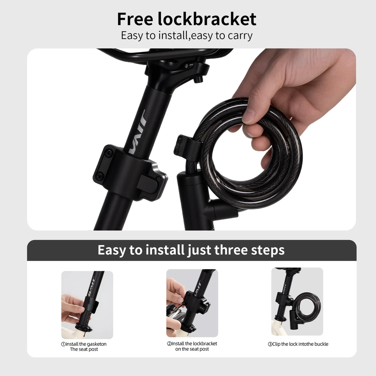 Tosuod Steel Cable Bicycle Lock With Bracket Two Keys