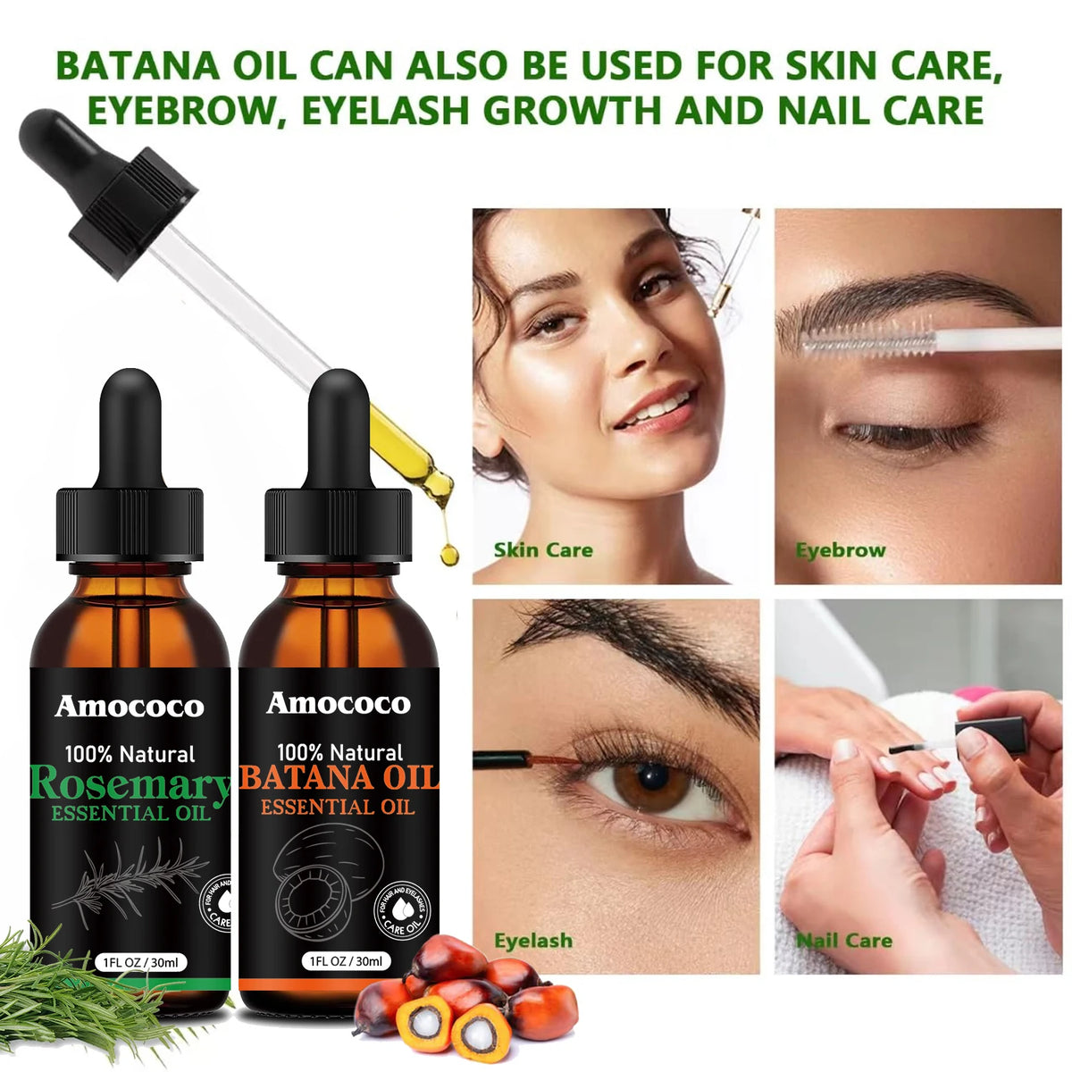 Amococo Rosemary Batana Hair Oil Duo For Dry Frizzy Hair