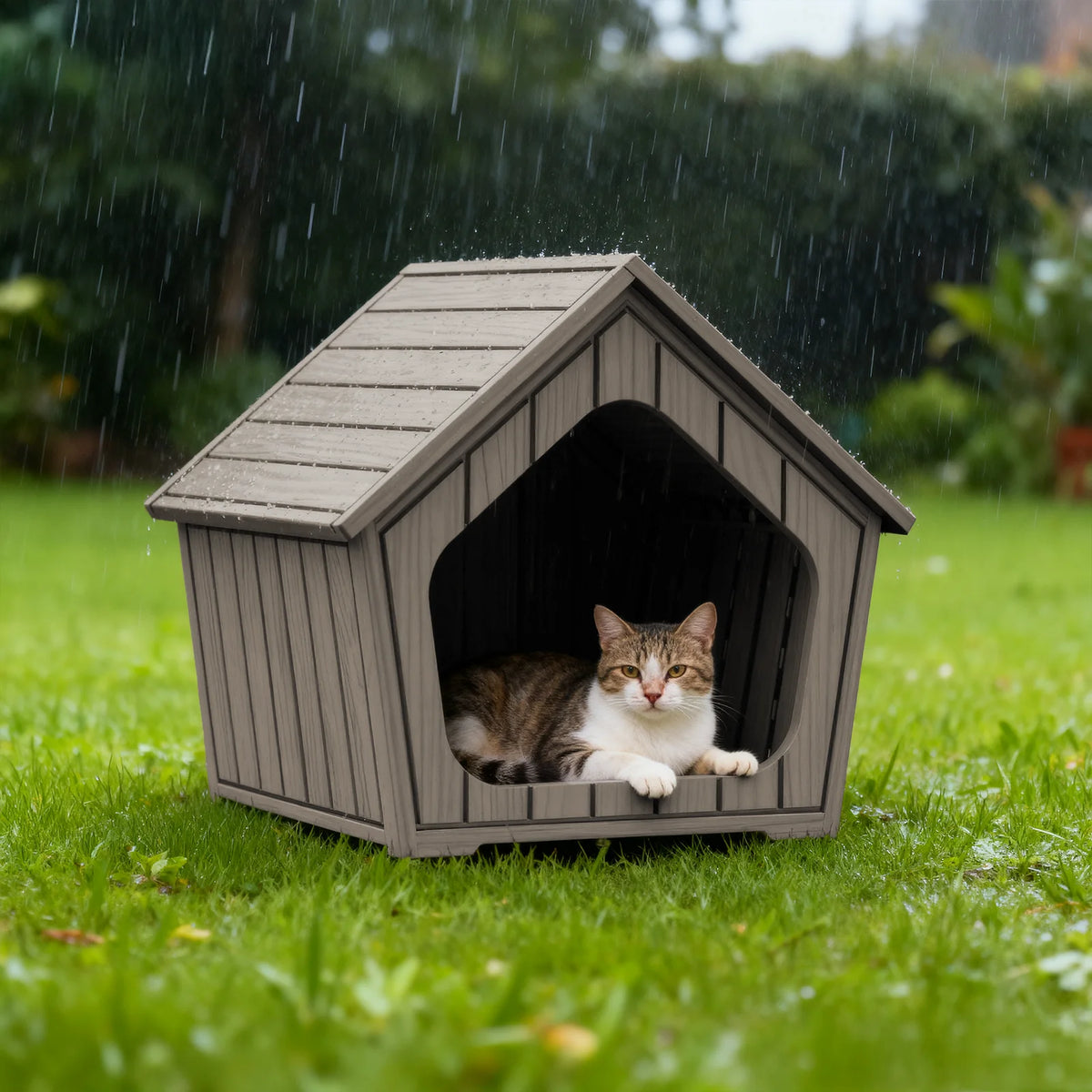Waterproof Plastic Gable Roof Outdoor Dog Shelter Box