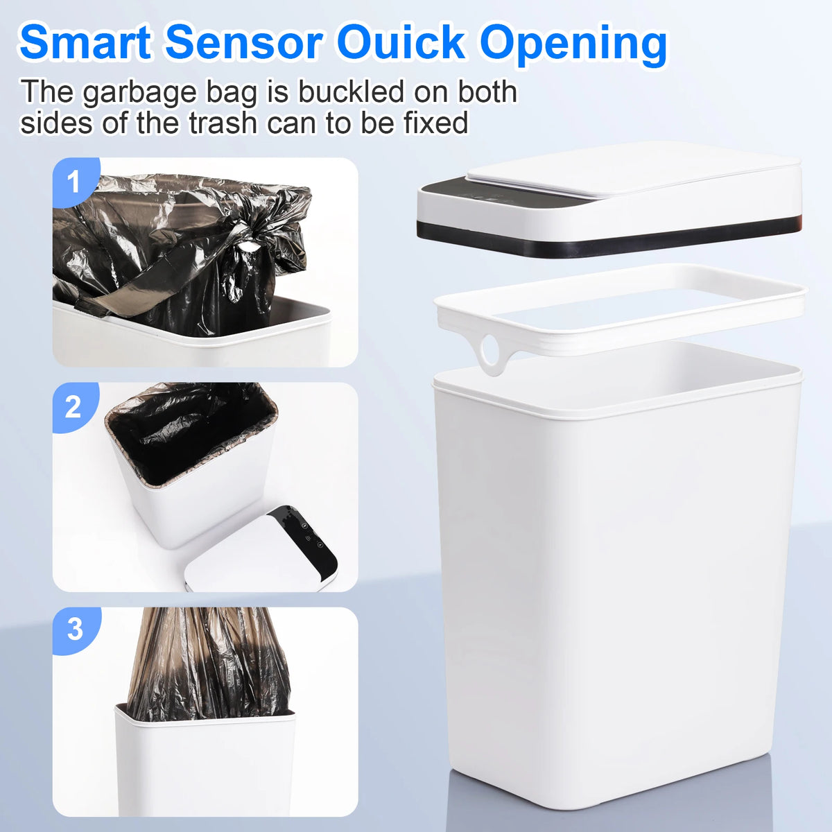 Automatic Touchless Motion Sensor Trash Can With Lid