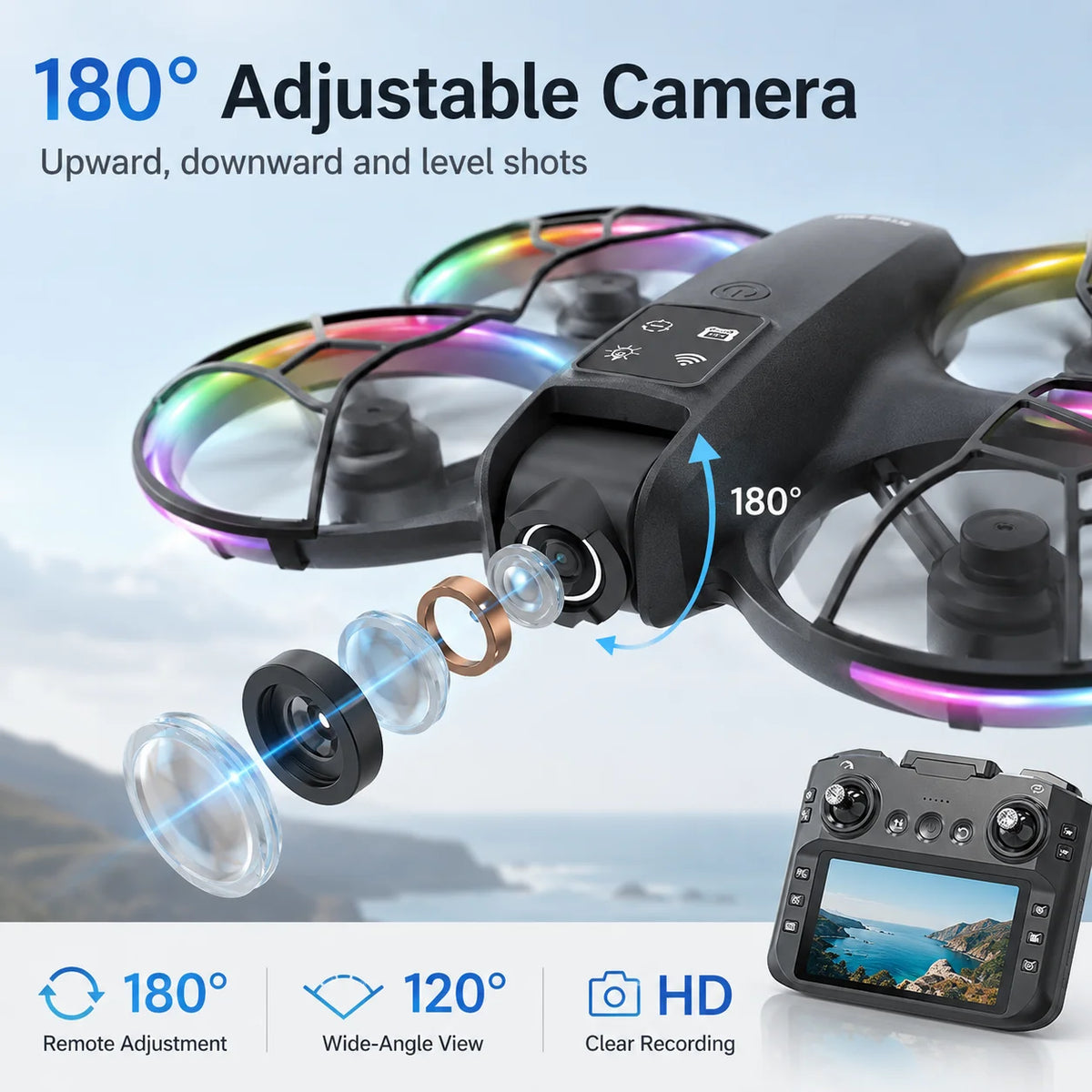 ZNLYRION K200MAX Mini Drone With Adjustable Camera And Brushless Motor