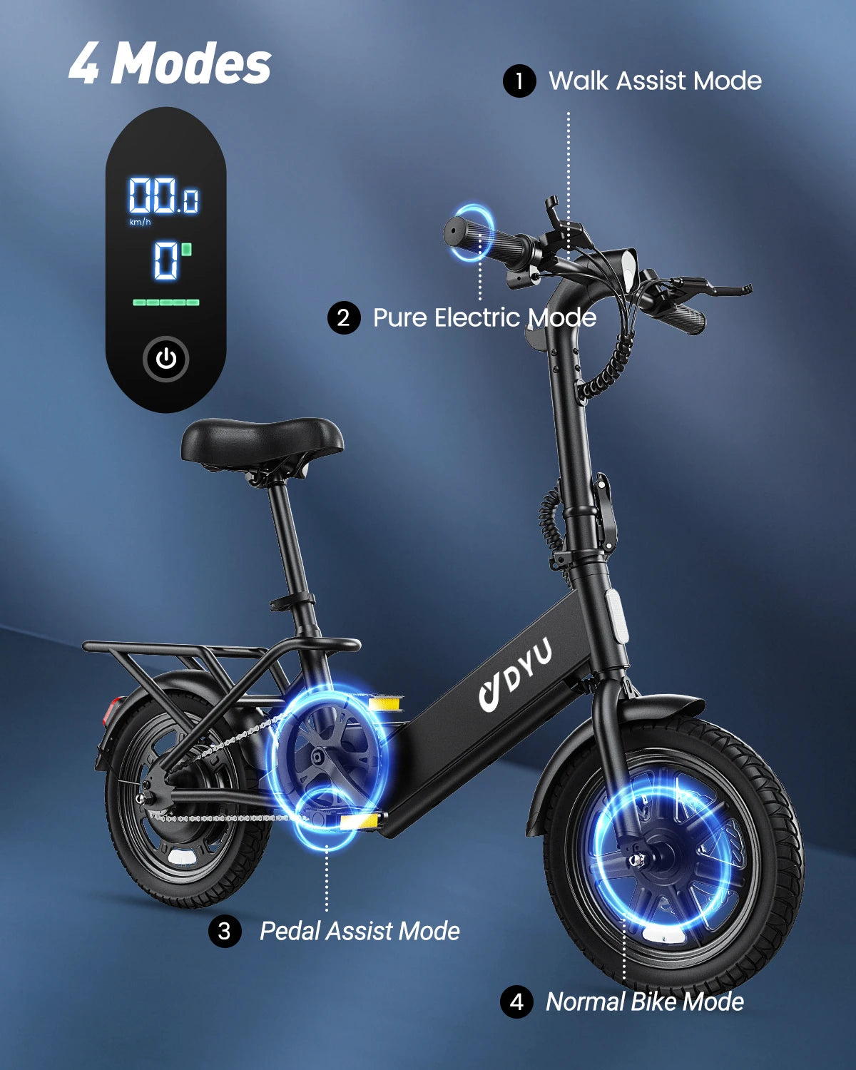 DYU C3 Folding Electric Bike 500W Motor 280WhBattery