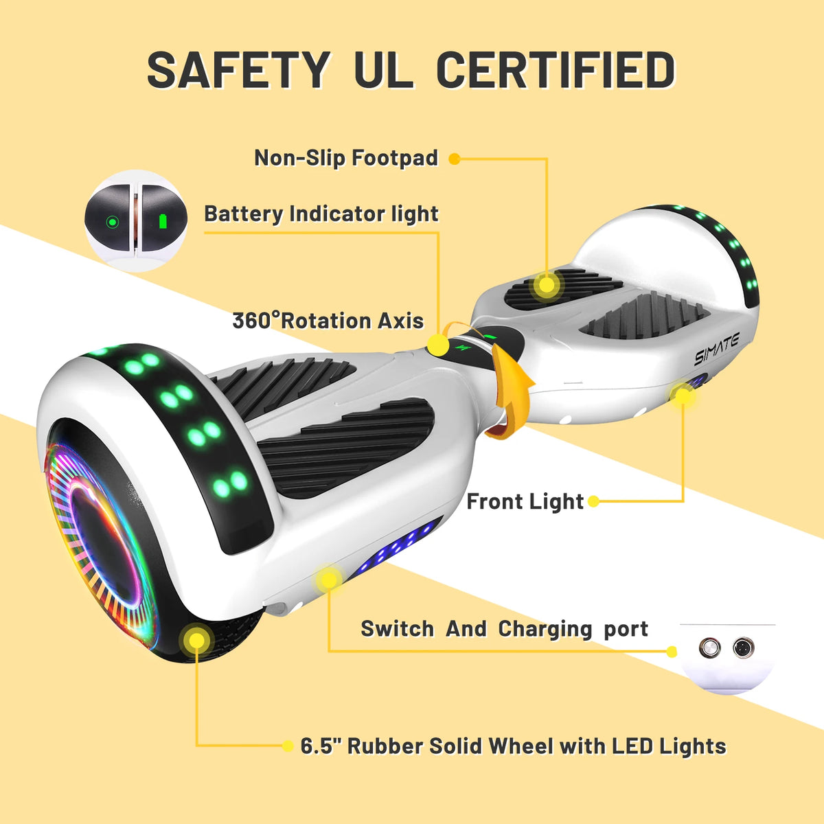 All Terrain Bluetooth Self Balancing Scooter Featuring LED Lights