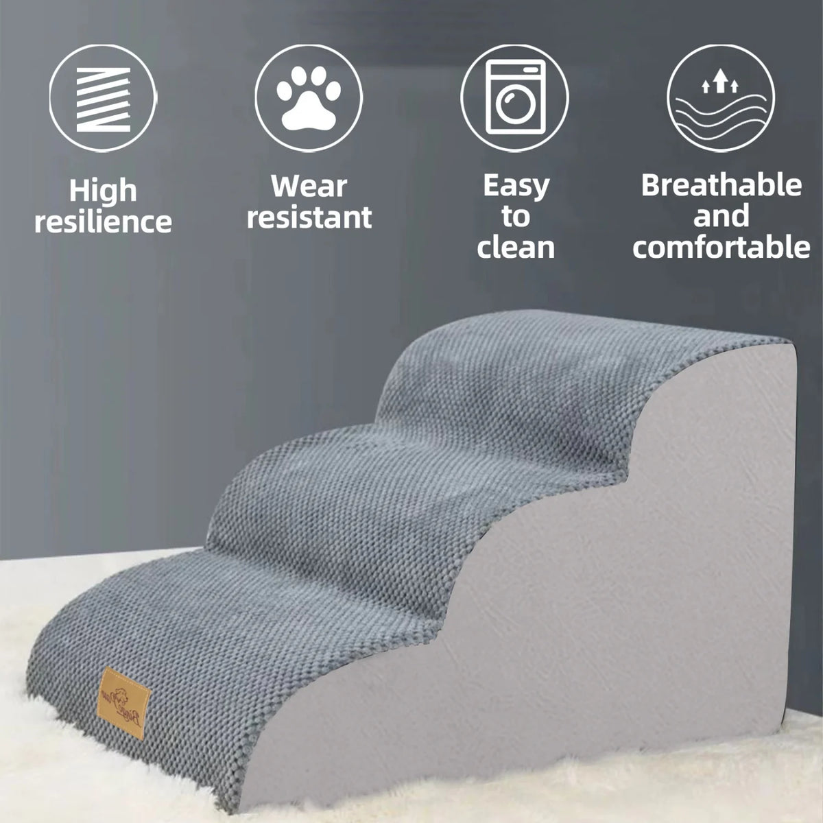 Durable Curved Dog Stairs With Removable Cover For Small Pets