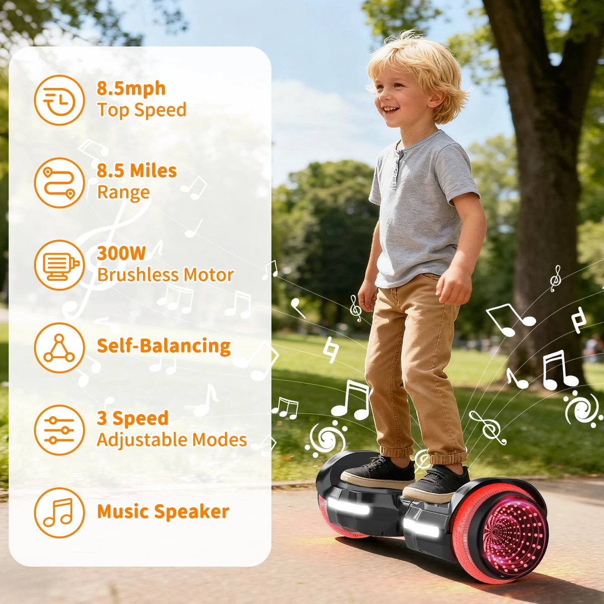 Simate Childrens Electric Self Balancing Scooter With Led Lights