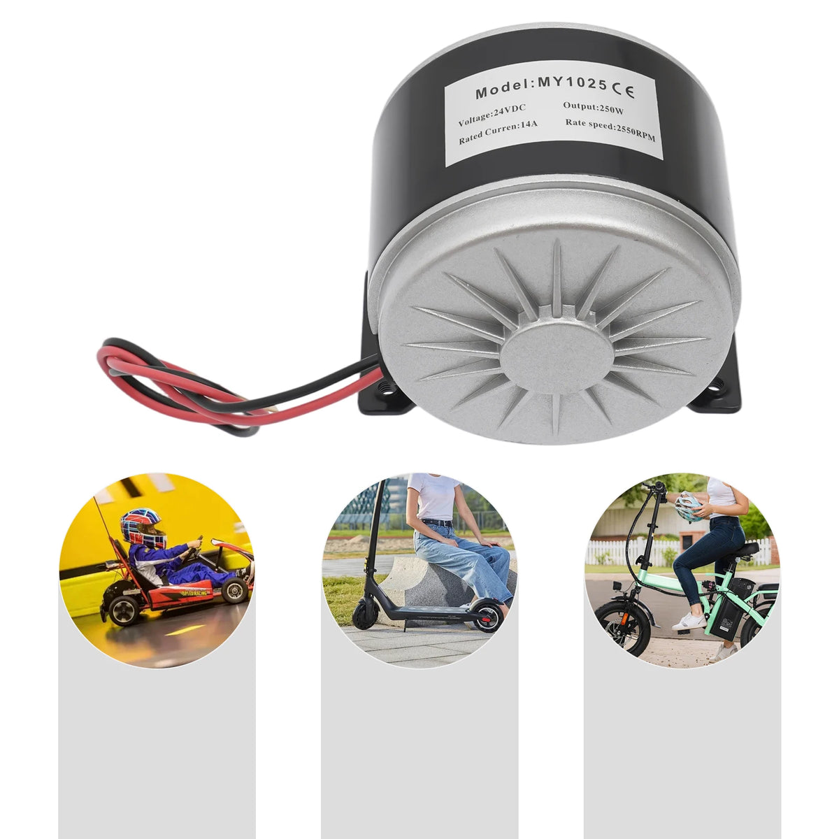 250W 24V Pure Copper Brushed Electric Scooter Motor