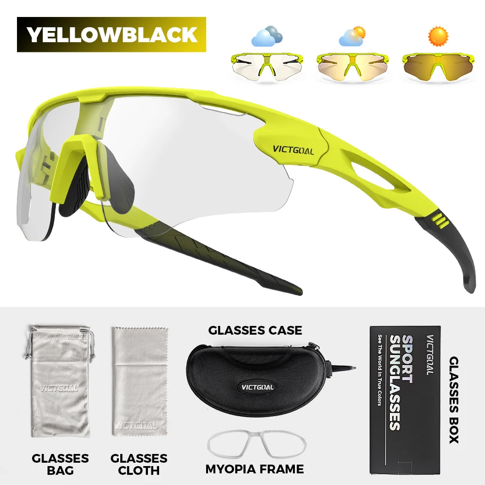 Victgoal Photochromic Cycling Sunglasses UV400 Protection Windproof TR90 Frames