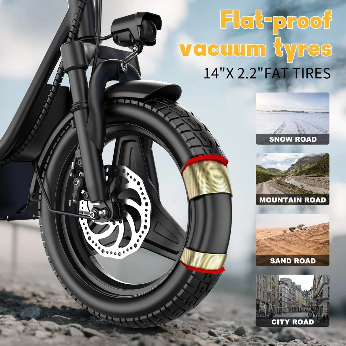 UPlee GQ8 Folding Electric Bike 500W Motor 48V 15Ah Battery