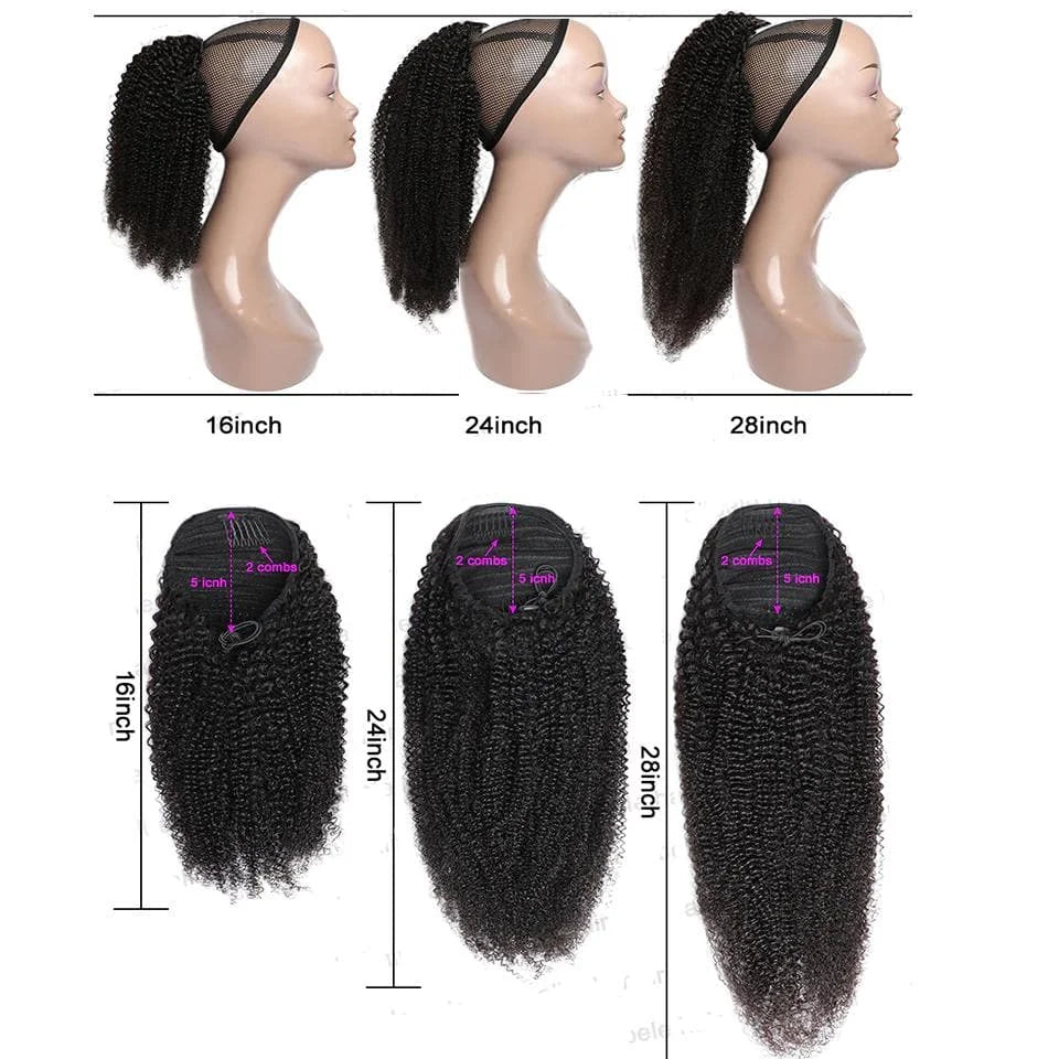 Uesoels Clip In Deep Wave Curly Ponytail Extensions Human Hair