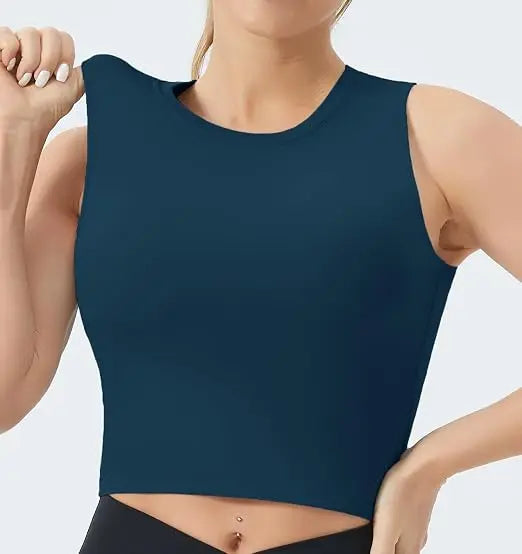 THE GYM PEOPLE Women's Sleeveless Sports Bra with Removable Pads, Medium Support Crop Top in 4-Way Stretch Fabric, Perfect for Workout, Running & Daily Use
