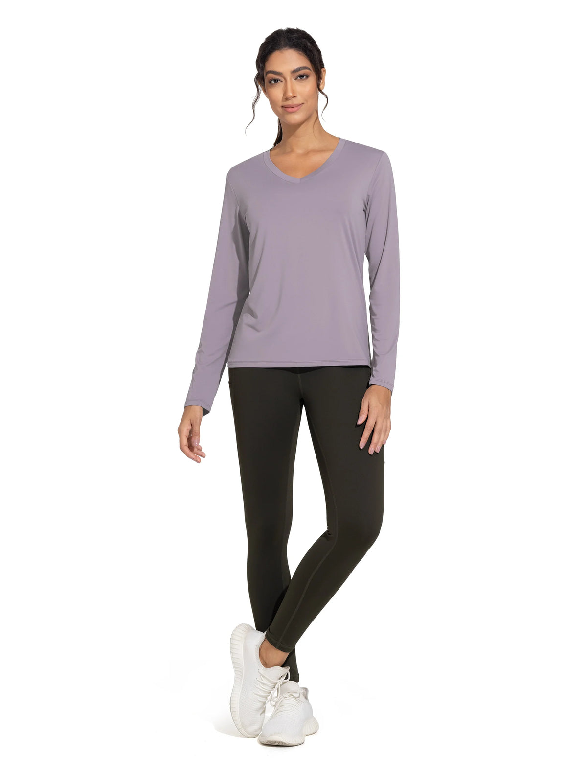 THE GYM PEOPLE Women's Long Sleeve Workout Shirts V-Neck Lightweight Basic Athletic Tops