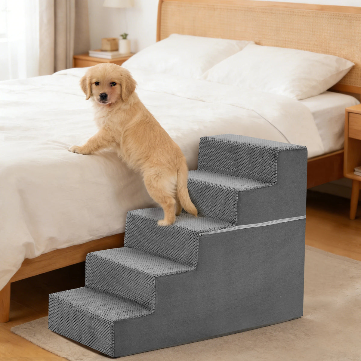 Premium Foam Dog Stair Ramp Featuring Non Slip Surfaces