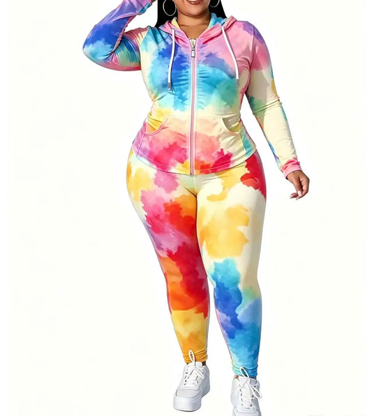 Casual Knit Hooded Zip Up Two Piece Tracksuit