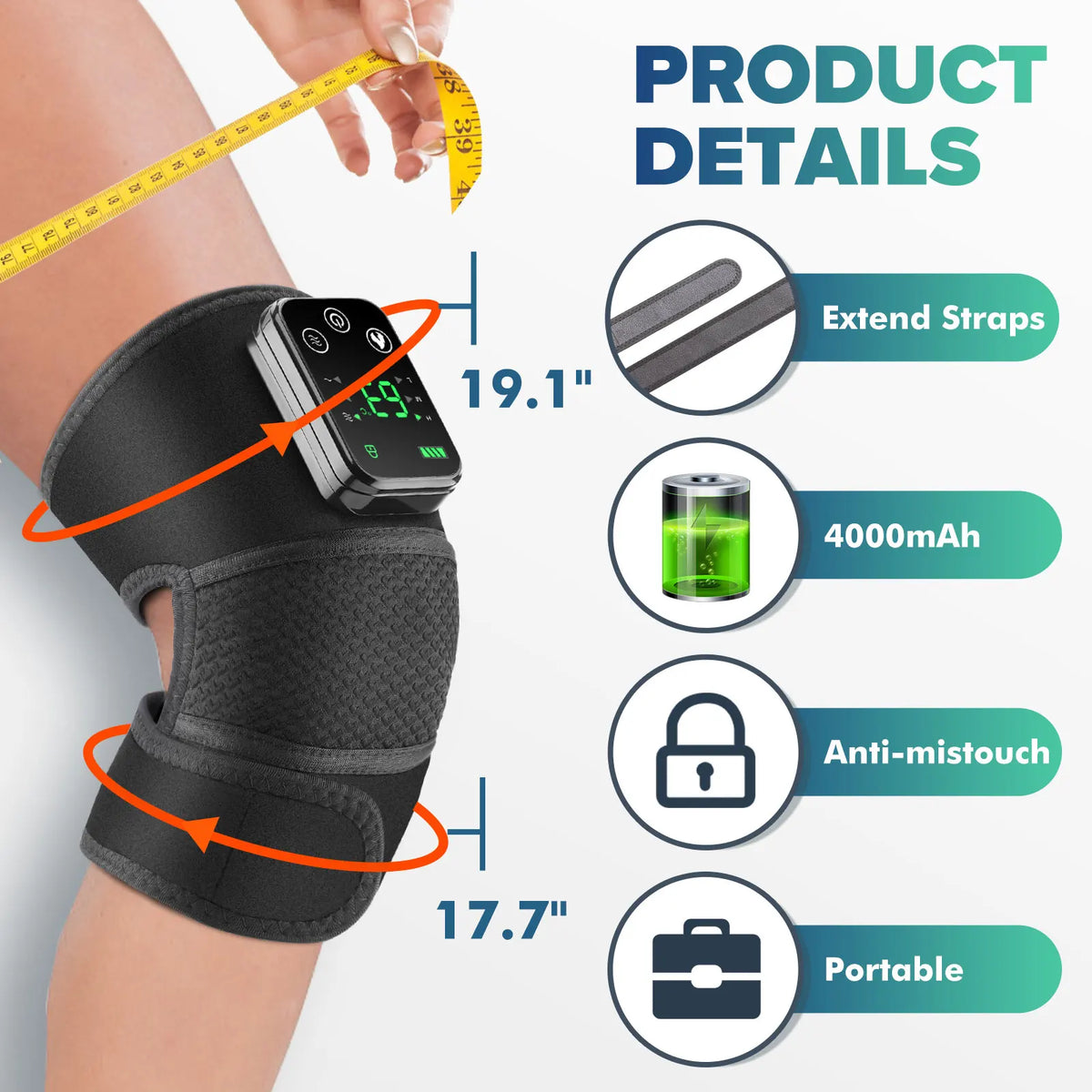 Moajaza 3 In 1 Electric Heated Vibration Knee Massager