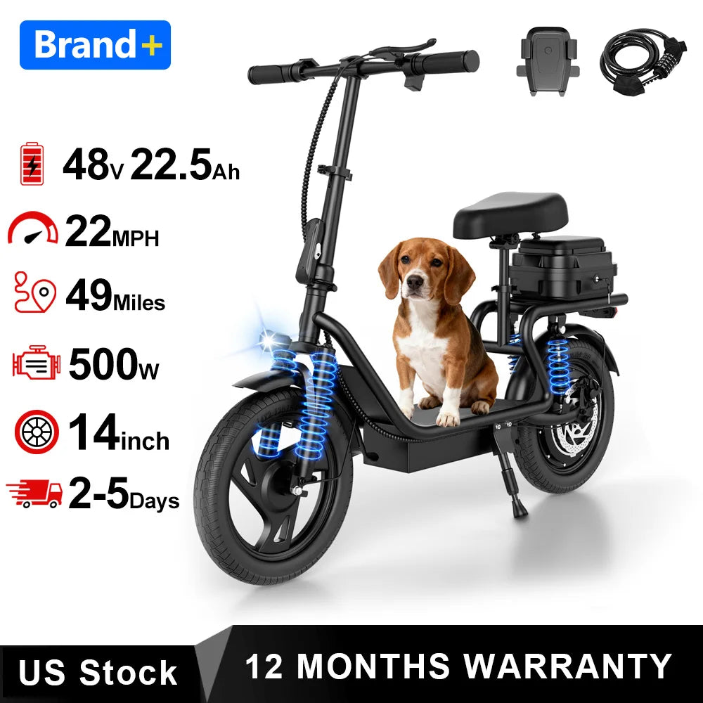 Aovopro 350W Foldable Electric Bike With 5.2Ah Battery
